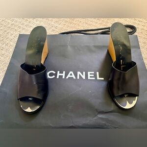 CHANEL Glossy Black Mules